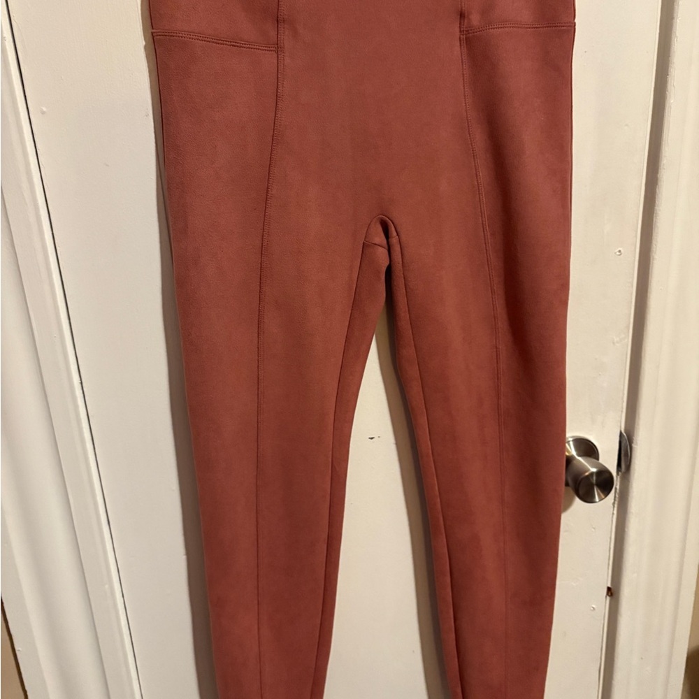 Spanx Rust Suede High-Waisted Leggings Size L